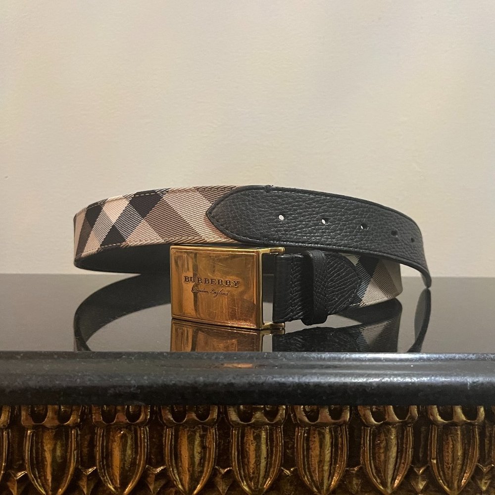 Vintage Burberry Checkered Plaque Belt